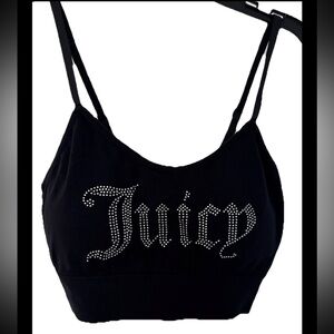 Juicy Couture Sports Bra Black Rhinestone Removable Pads Adjustable Straps NWOT